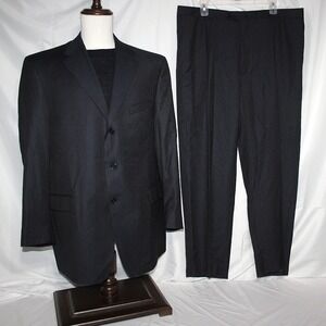 Daniel Cremieux 46R Navy Striped Piana 120's Wool 3B Suit Pants 38X30 Pleated